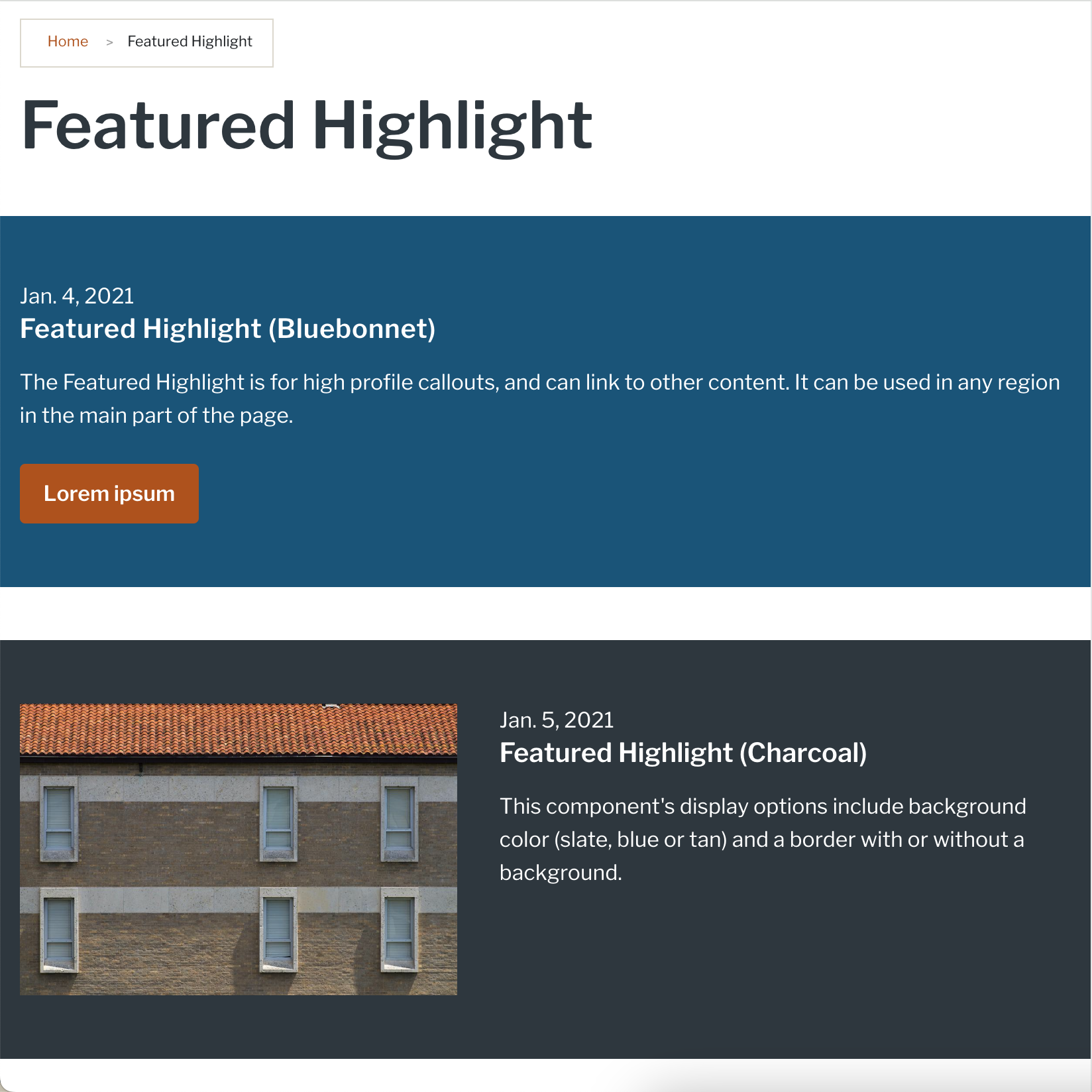 Screenshot of Featured Highlight with normalized padding and font size.