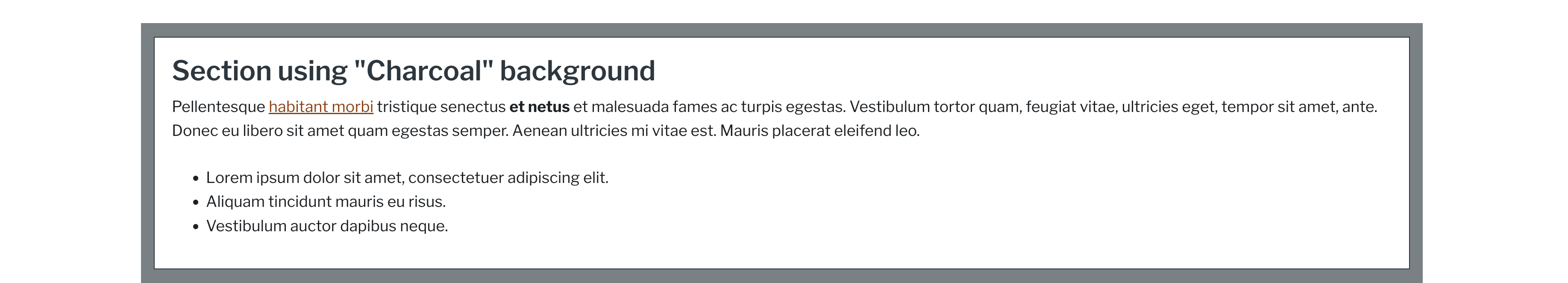 Screenshot of previous background color on a section