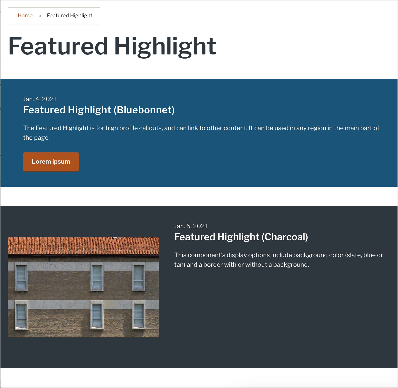 Screenshot of Featured Highlight with divergent padding and font size.