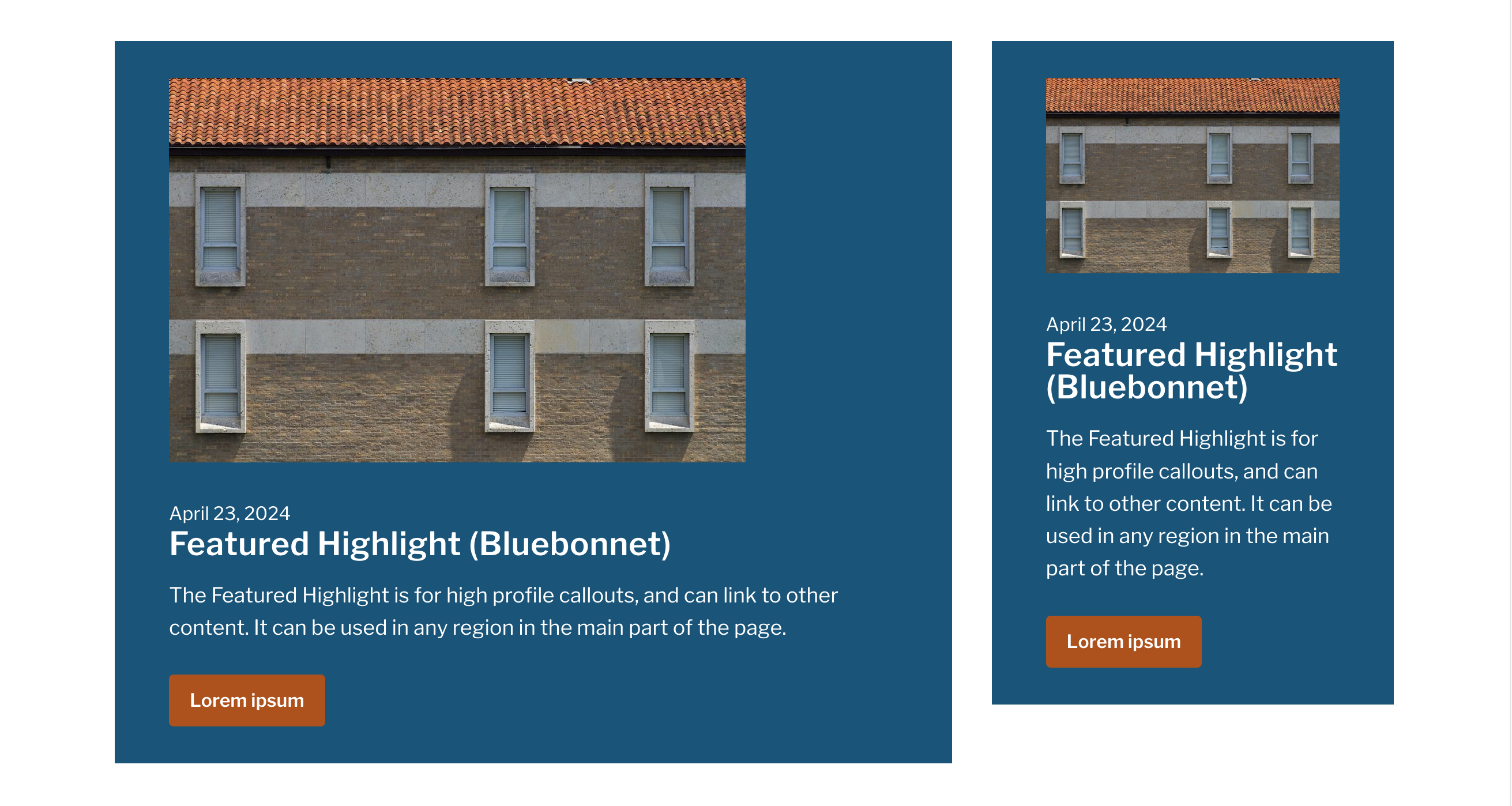 Screenshot of Featured Highlight with stacked content