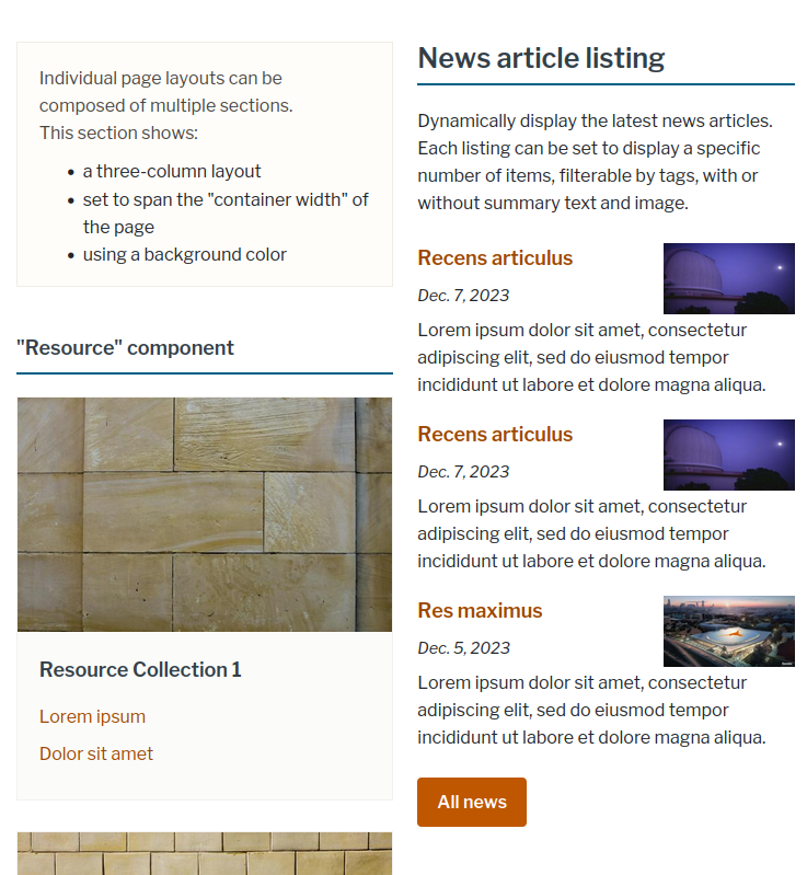 Screenshot of content not overlapping on small screens.
