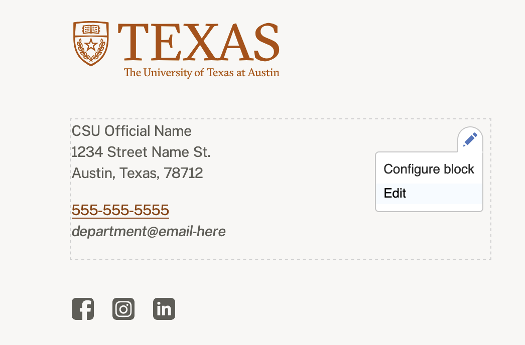 Screenshot of on-hover pencil icon with "Configure" and "Edit" links