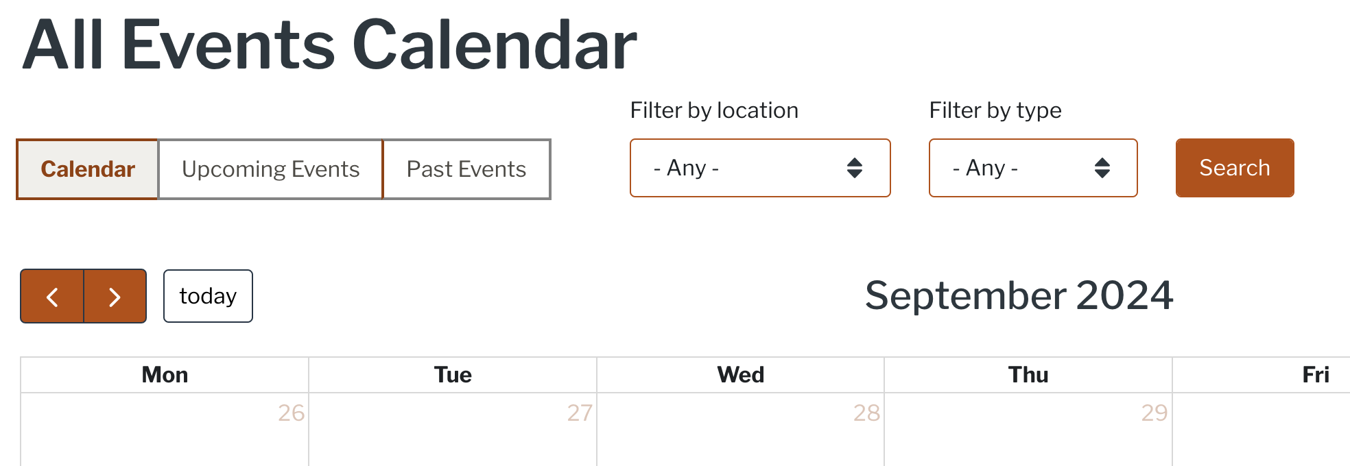Screenshot of adjacent event filters