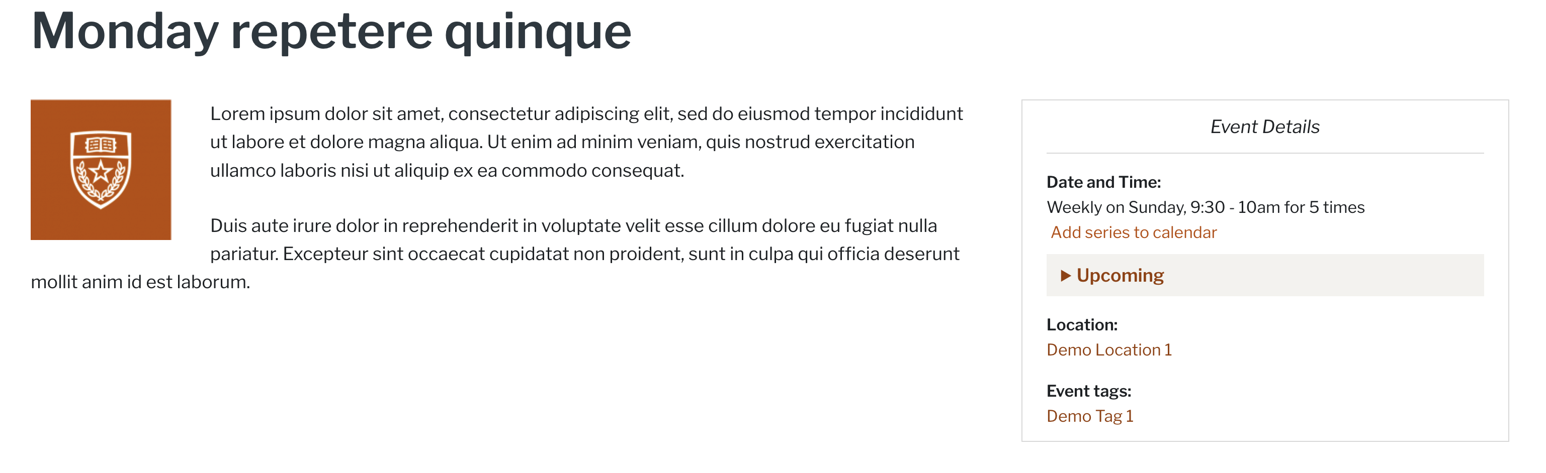 Screenshot of linked event tags