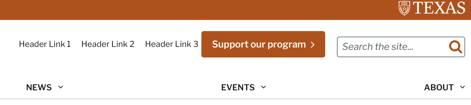 Header links displaying horizontally adjacent to a call to action button