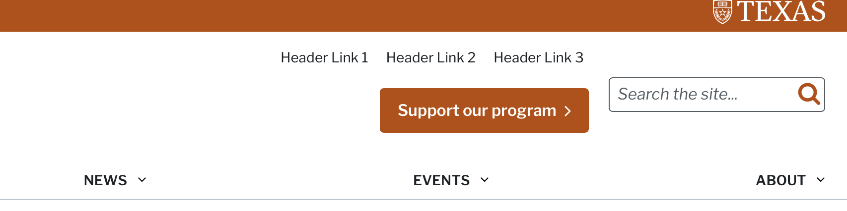 Header links displaying vertically above a call to action button