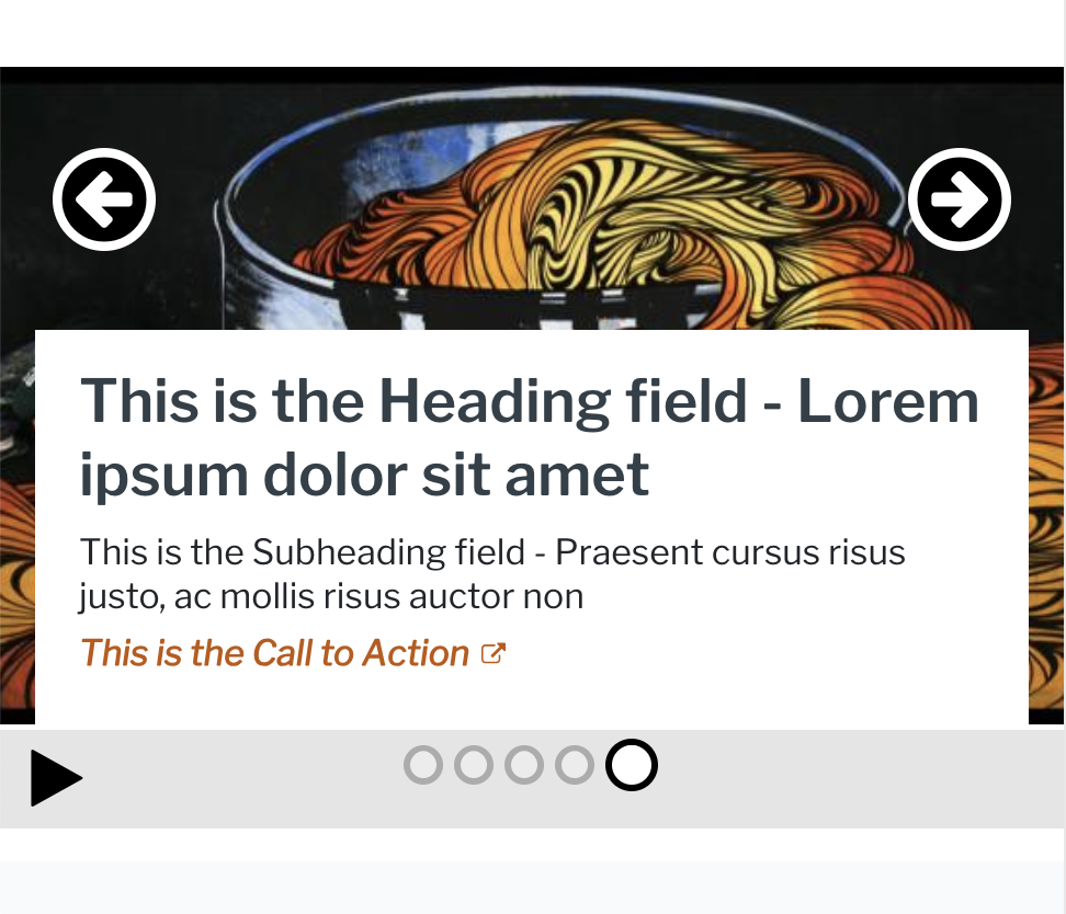 Screenshot of Hero Carousel showing previous/next controls above text.