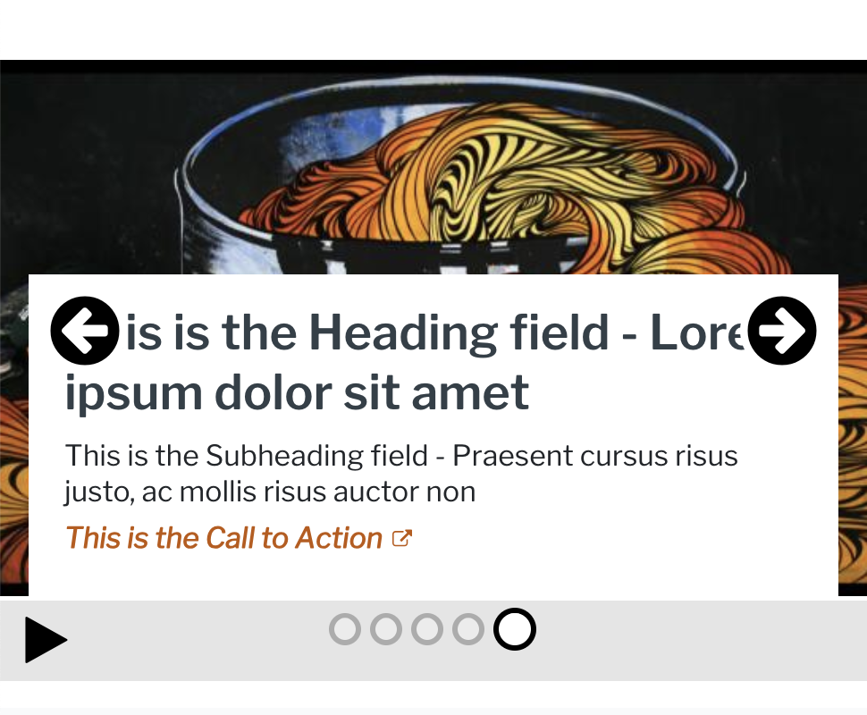 Screenshot of Hero Carousel showing previous/next controls overlaping text.