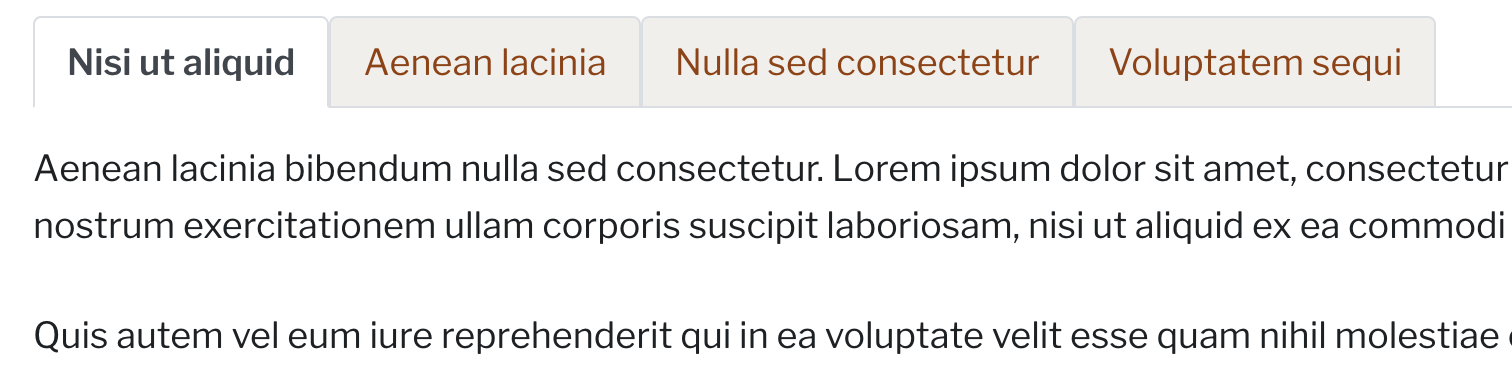Screenshot of horizontal tabs with active indicator