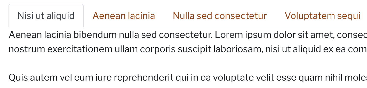 Screenshot of horizontal tabs without active indicator