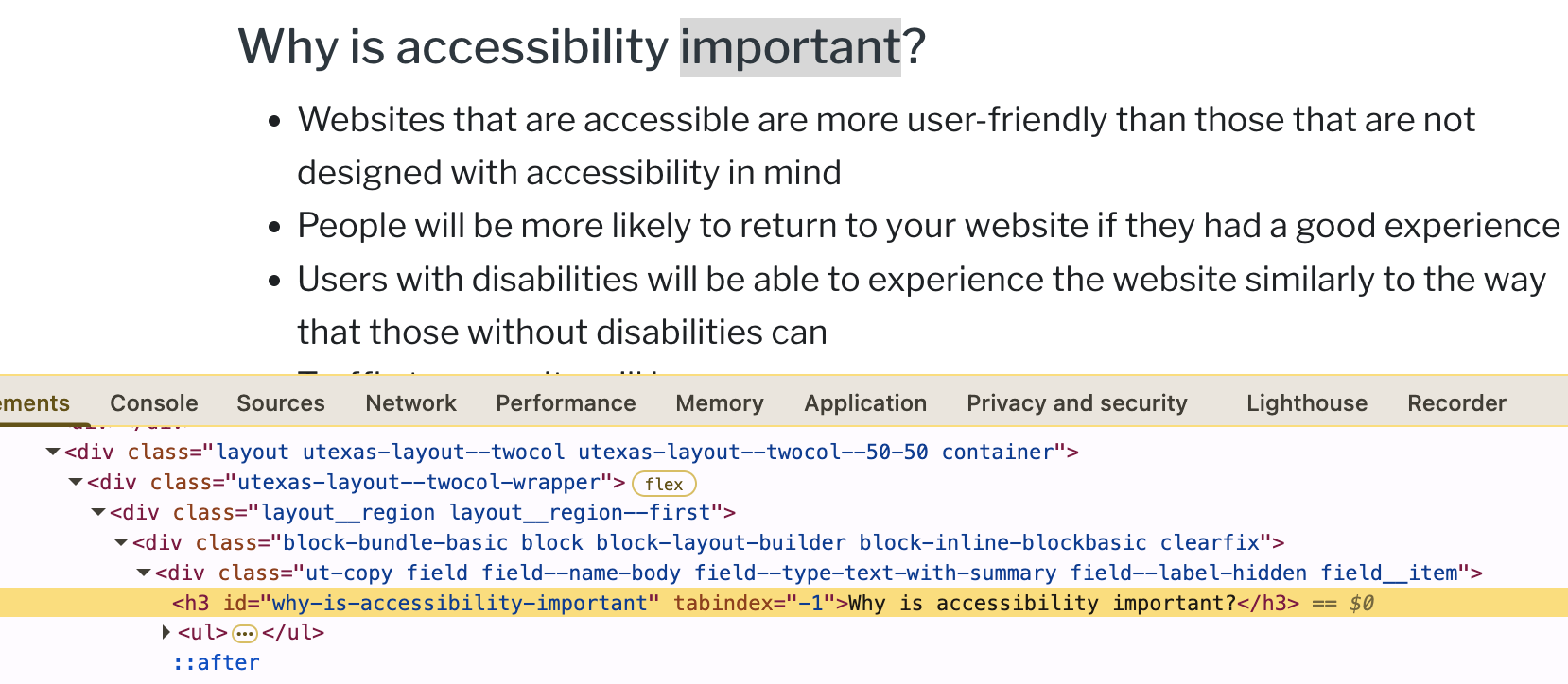 Inspect page source for HTML ID