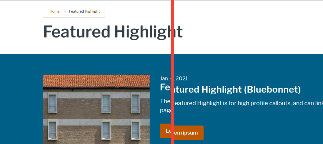 Screenshot of Featured Highlight headline padding adjustment