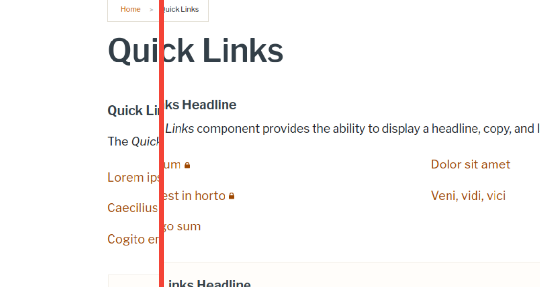 Screenshot of Quick Links headline padding adjustment