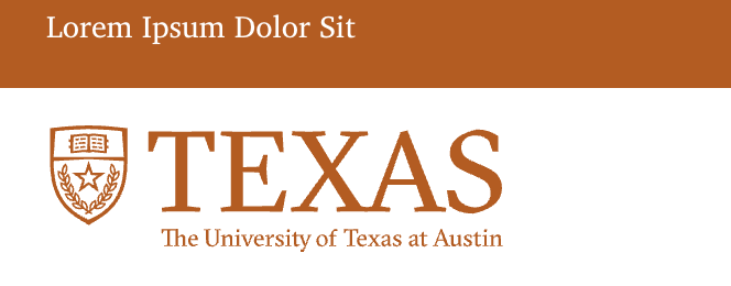 Placeholder text in burnt orange brand bar