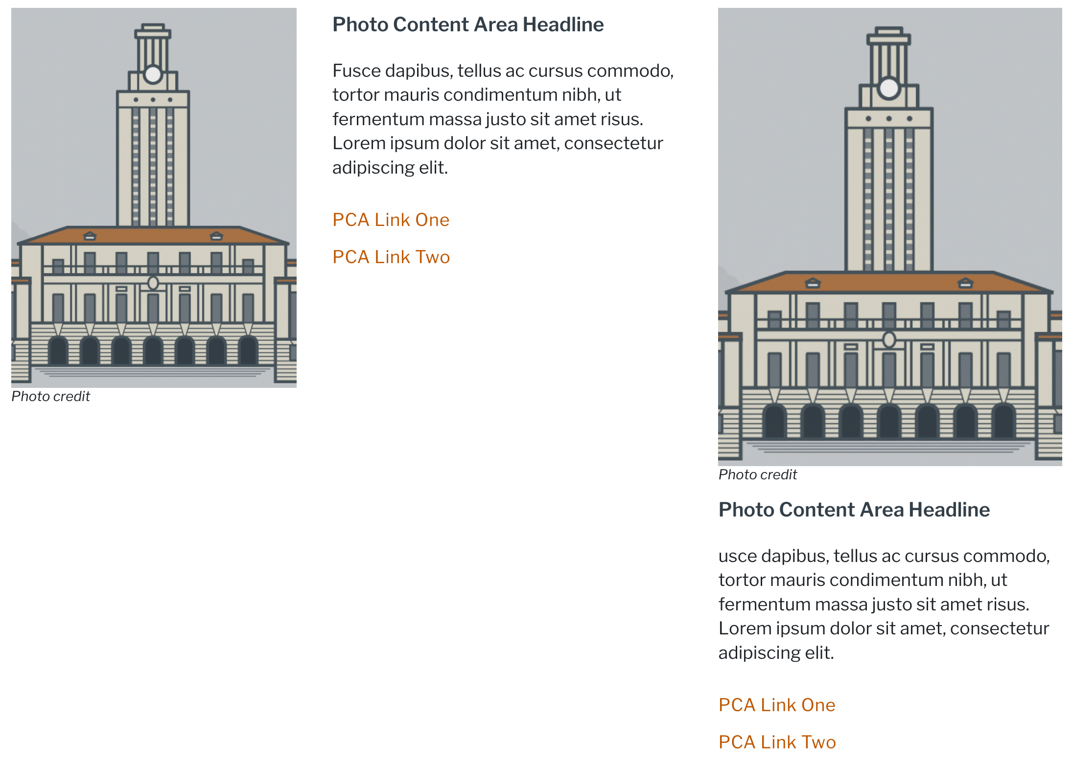 Photo Content Area example