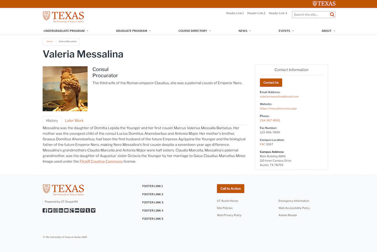 Demonstration content of themed profile page