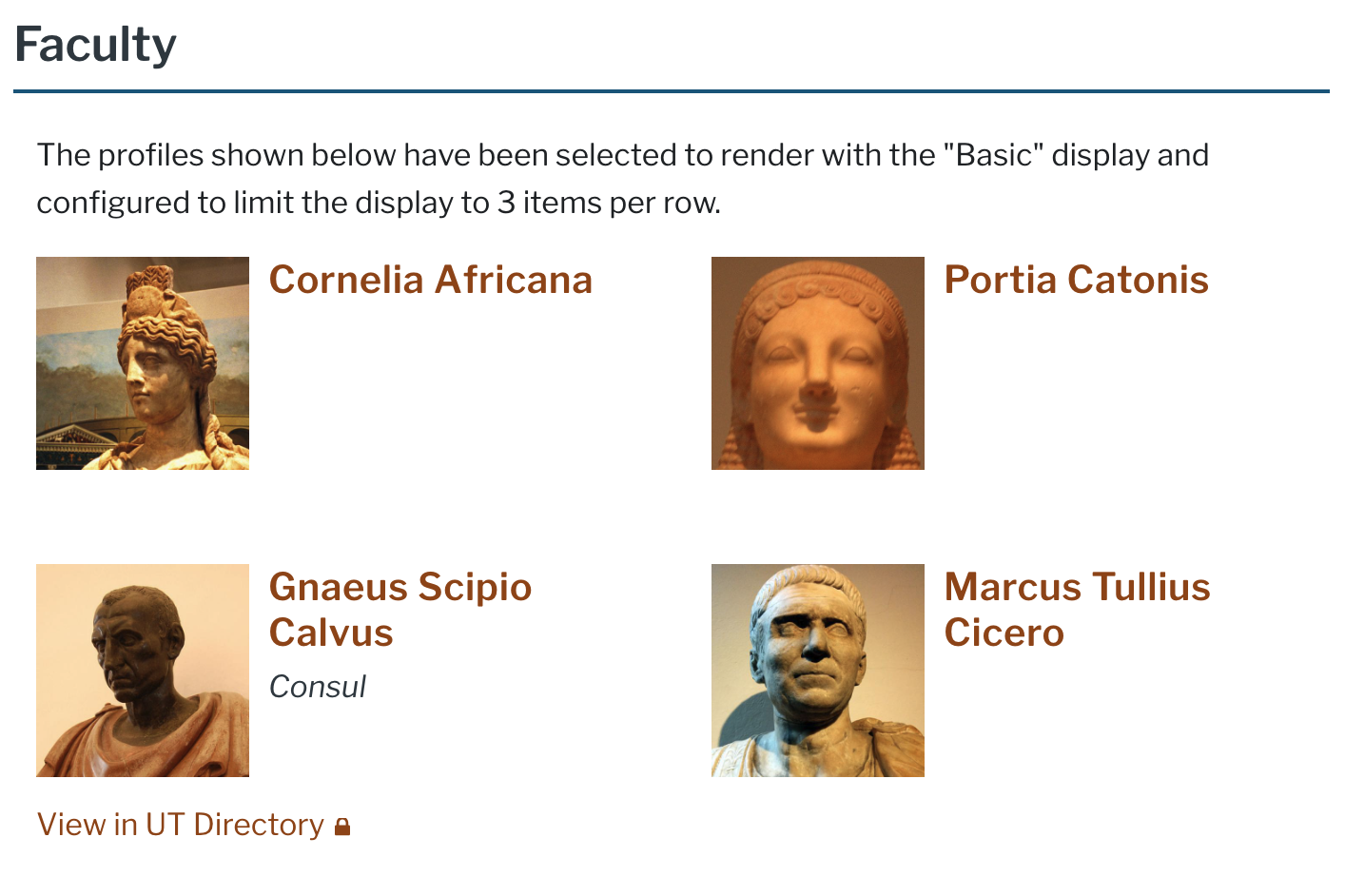 Screenshot of Basic display with larger images