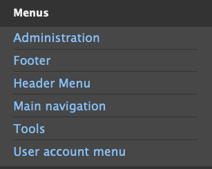 Image showing Menus section of the settings tray